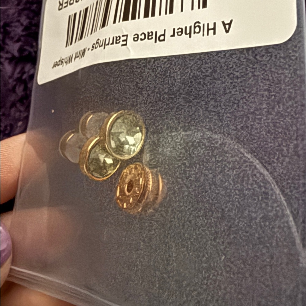 NEW BAR by Alexa Rae A Higher Place Gold and Mint Whisper Earrings Post Back